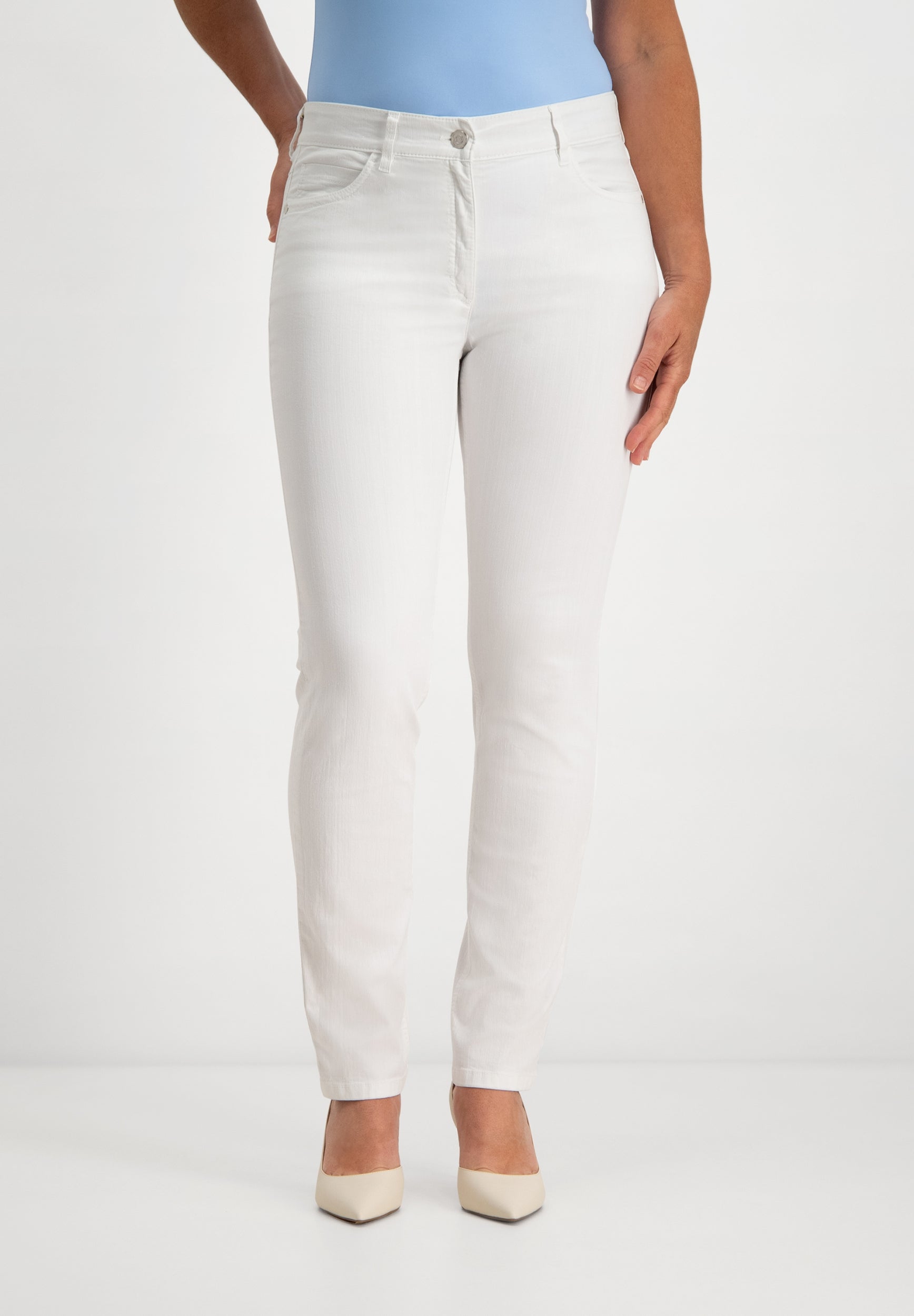 Kora Coloured Light Denim Straight Jeans | Optical White