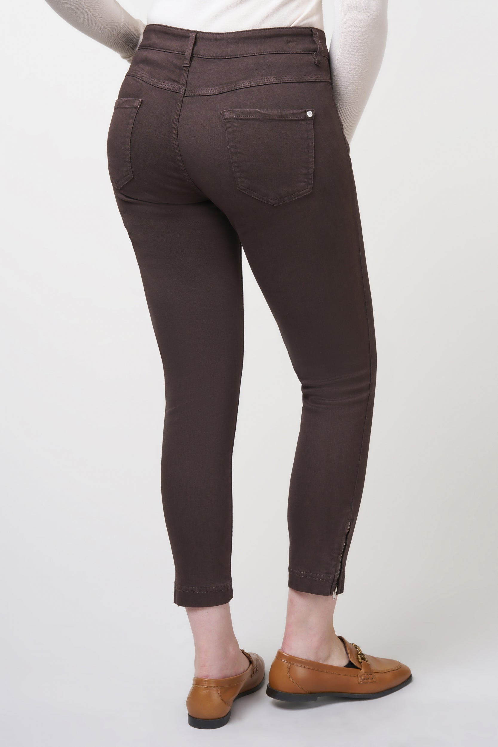 Twigie Coloured Shape-On Straight Jeans Short | Chocolate Pants ZRS