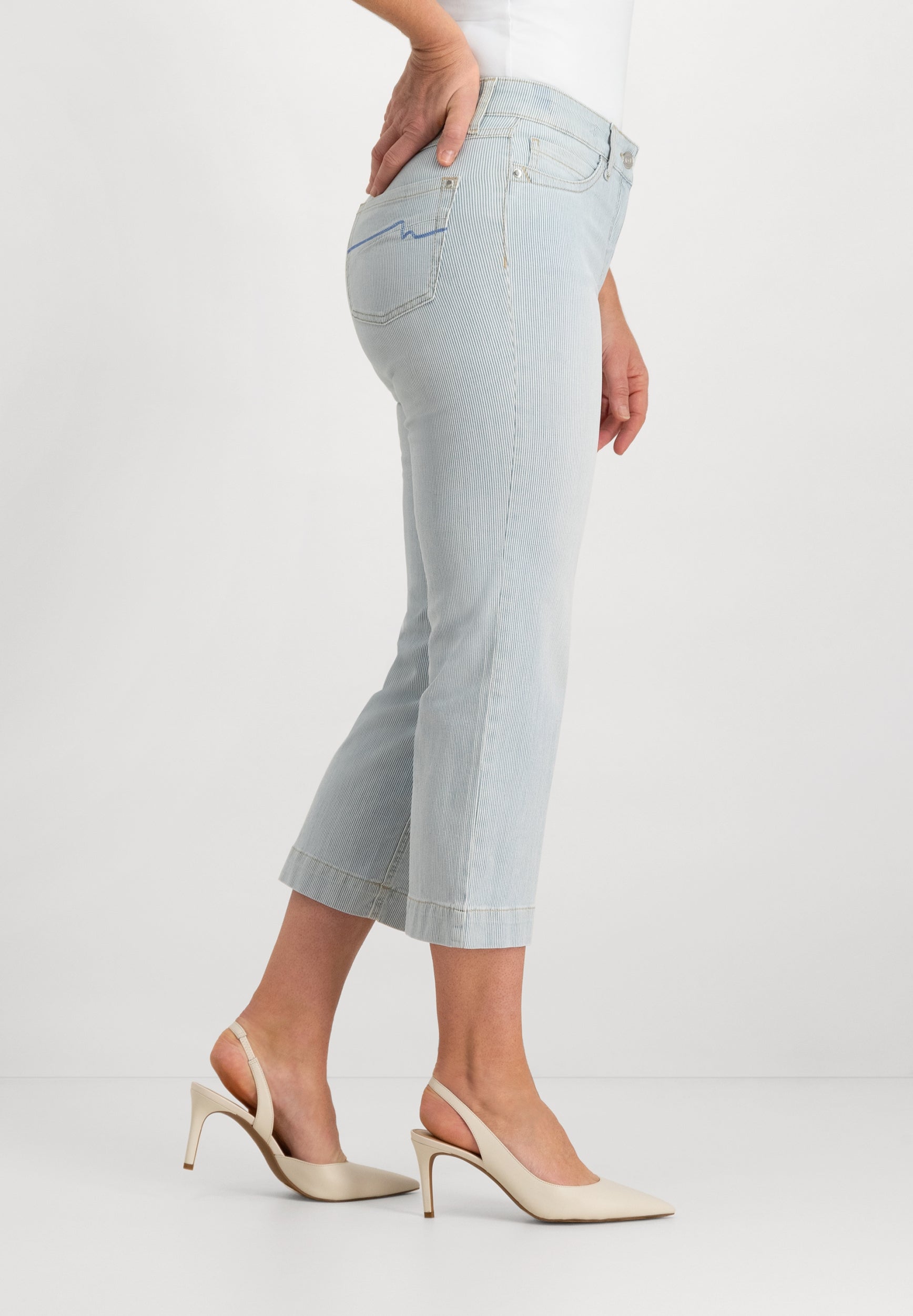 Kora Cropped Jeans | Bleach Stripes