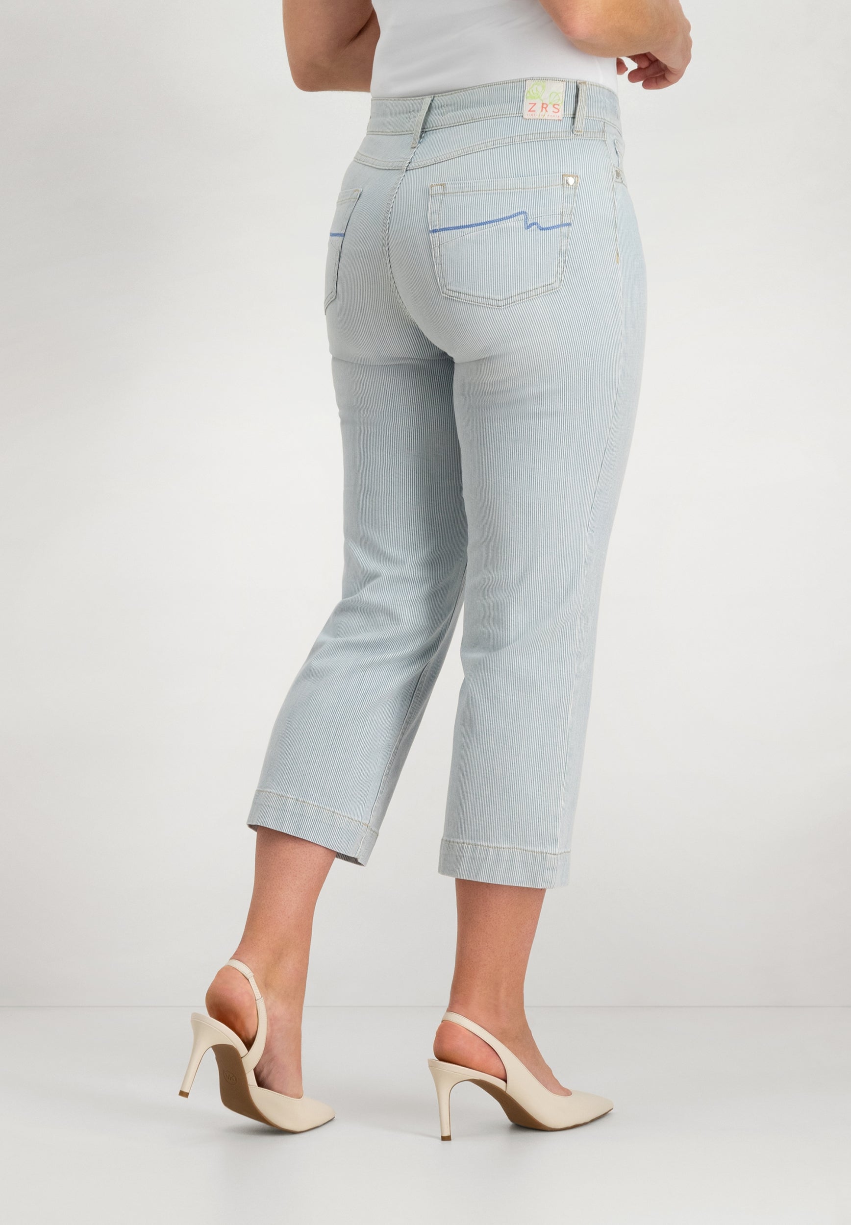 Kora Cropped Jeans | Bleach Stripes