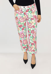 Gretha Straight Cropped Jeans | Rose Garden Print