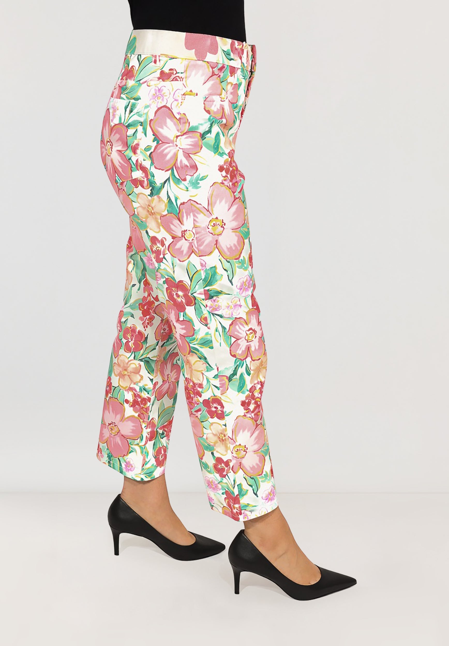 Gretha Straight Cropped Jeans | Rose Garden Print