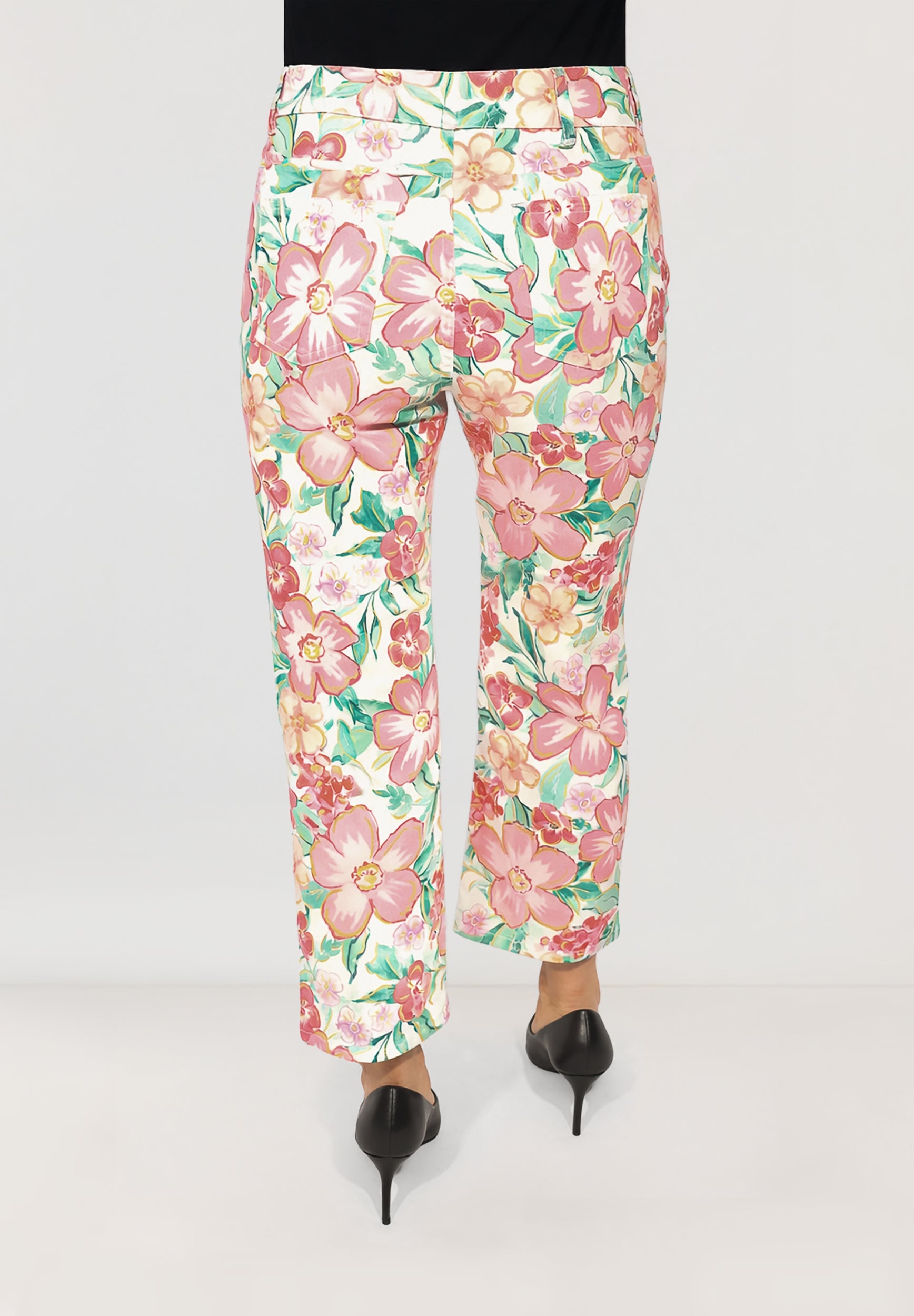 Gretha Straight Cropped Jeans | Rose Garden Print